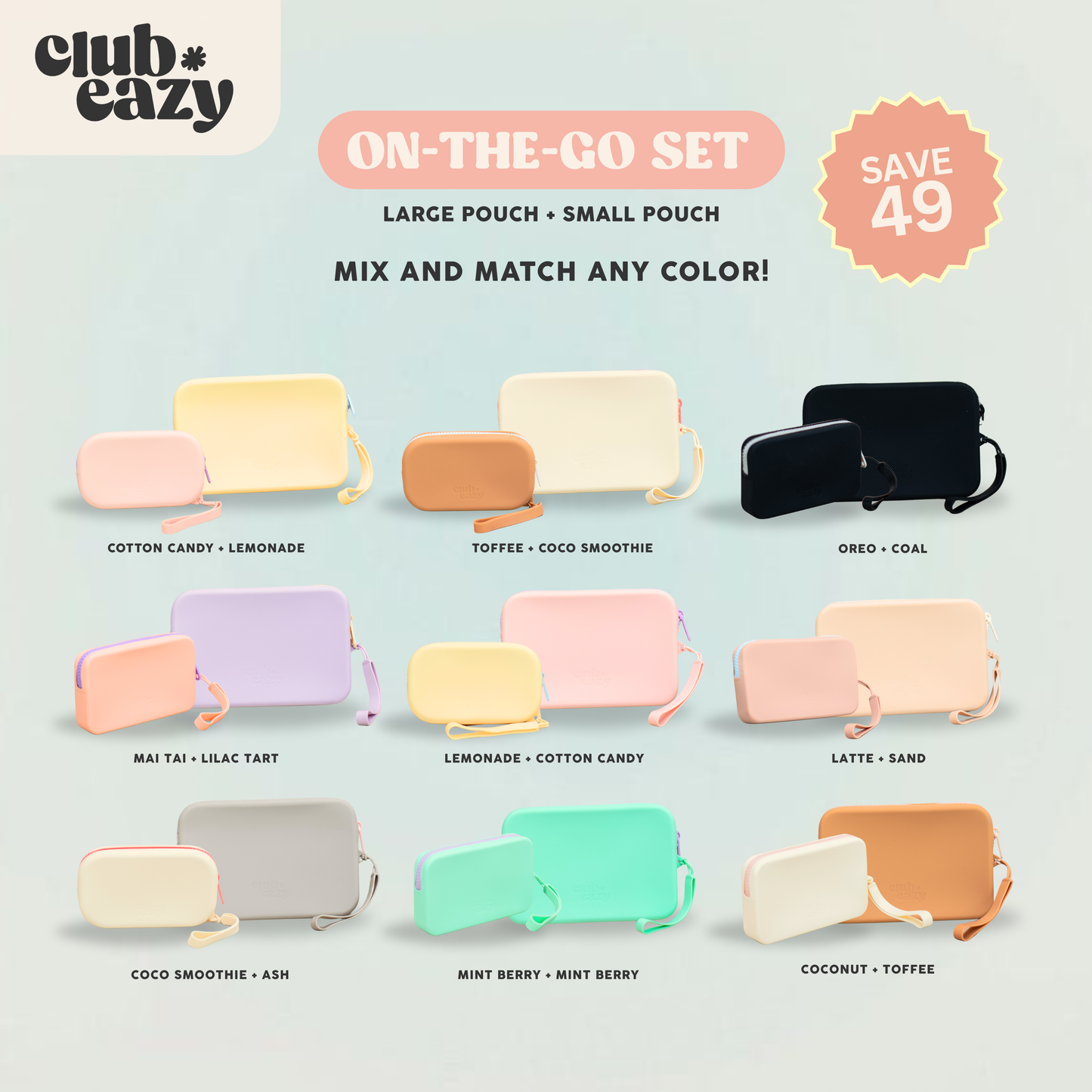 On-the-go Set (Set of 2 Small + Large Pouch)